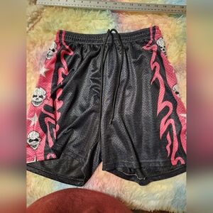 Chalk Line Bret Hart Royal Rumble 1995 Entrance Shorts Sm Skull Heads Stars